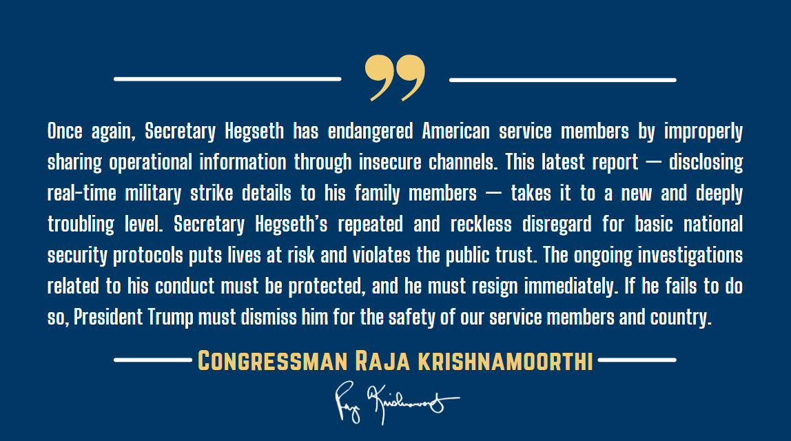 Congressman Raja Krishnamoorthi tweet media