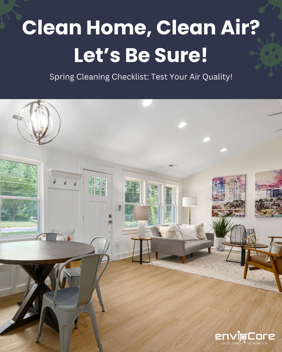 enviocore1's tweet image. Spring cleaning tip: Don’t forget your AIR! 
Test your home’s air quality &amp;amp; breathe easier.
Let’s be sure it’s truly a clean home inside &amp;amp; out.
#CleanAir #SpringChecklist #Enviocore #HealthyHome