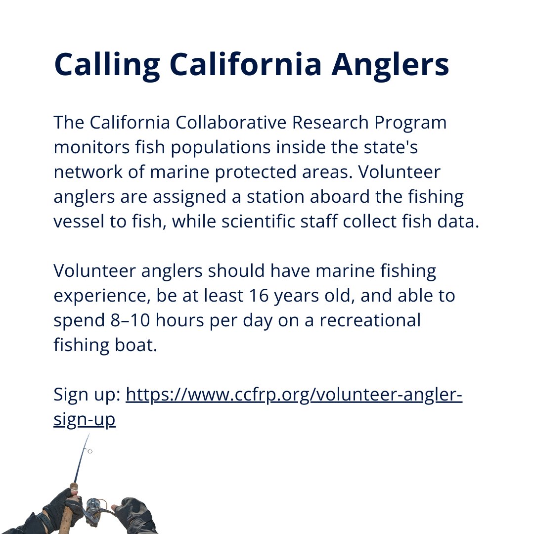 Are you an angler in California looking to participate in NOAA's science efforts?  #EarthMonth Details: ccfrp.org/volunteer-angl…