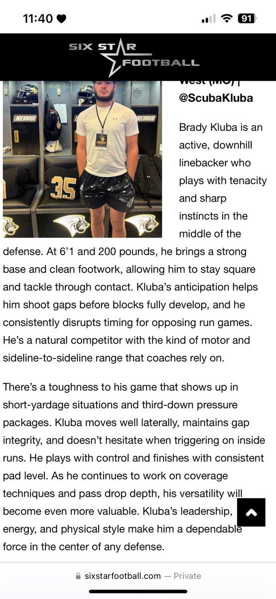 Brady Kluba (@scubakluba) on Twitter photo Thank you <a href="/6starfootballMO/">Six Star Football | MISSOURI</a> <a href="/sixstarfootball/">Six Star Football | PLUS+</a> for the write up! <a href="/JPRockMO/">JP Rock</a> Thank you <a href="/6starfootballMO/">Six Star Football | MISSOURI</a> <a href="/sixstarfootball/">Six Star Football | PLUS+</a> for the write up! <a href="/JPRockMO/">JP Rock</a>