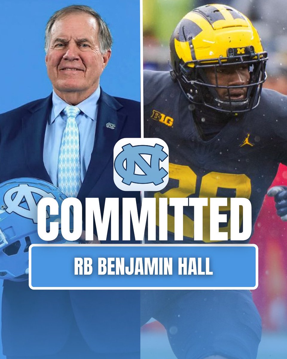 Michigan transfer RB Benjamin Hall has Committed to UNC!

Hall will have 3 years of eligibility remaining