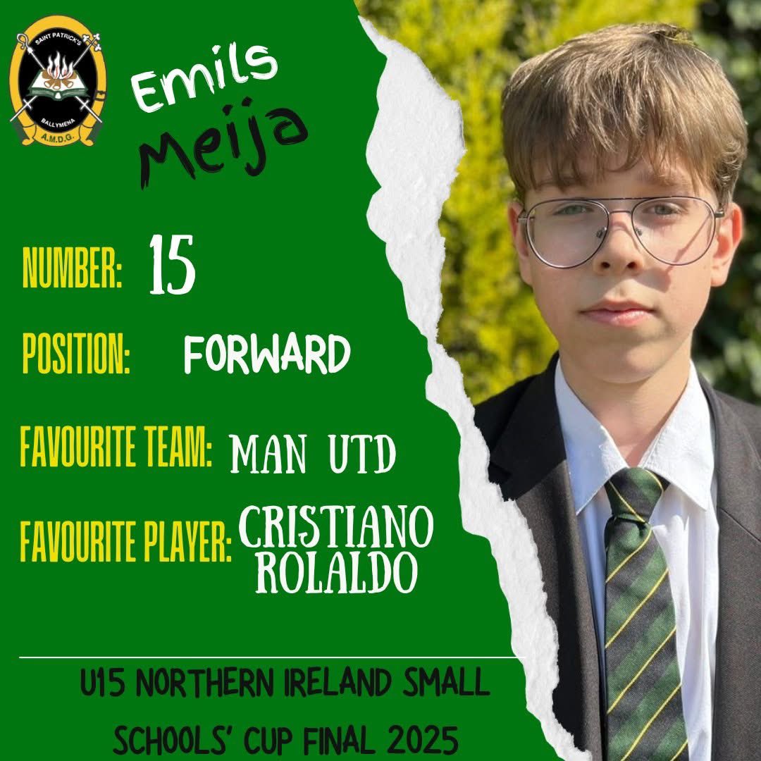 Meet the team (Part 4):

David Prichici
Sean Mulhern
Emils Meija

Thank you very much to everyone who donated to our 'Sponsor a Player' fundraiser. If you have not yet donated, you can do this by clicking on the link bit.ly/4j8hmXY

#NISmallSchoolsCupFinal
