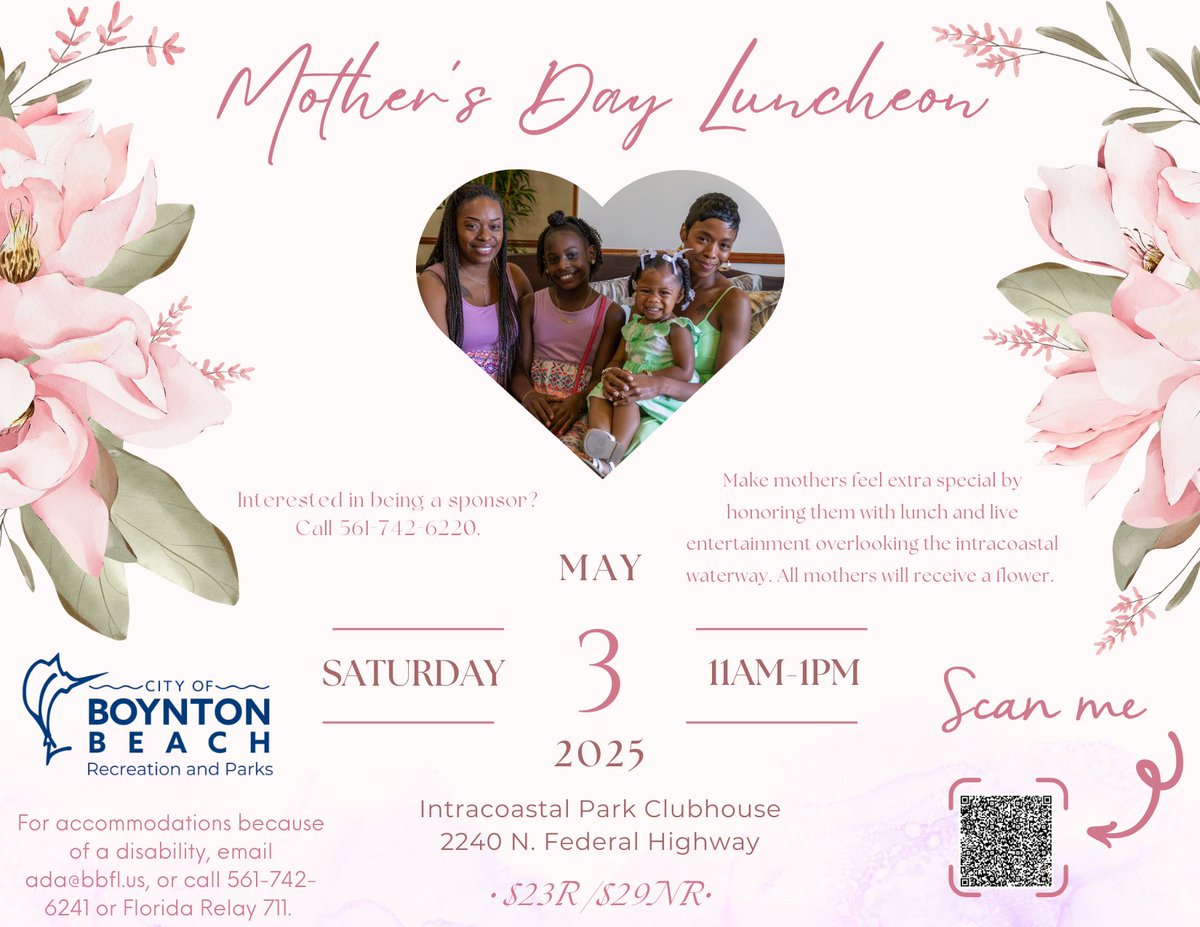 Invite the queen's in your life to our Mother💐👑

✨ Scenic views of the Intracoastal
🌺 A flower for every mom
📅 Sat, May 3 | 🕚 11 AM–1 PM
📍 Intracoastal Park Clubhouse
💲 $23 (Residents) | $29 (Non-residents)
🔗 Register: bit.ly/MDL2025
Let’s celebrate the love 💖