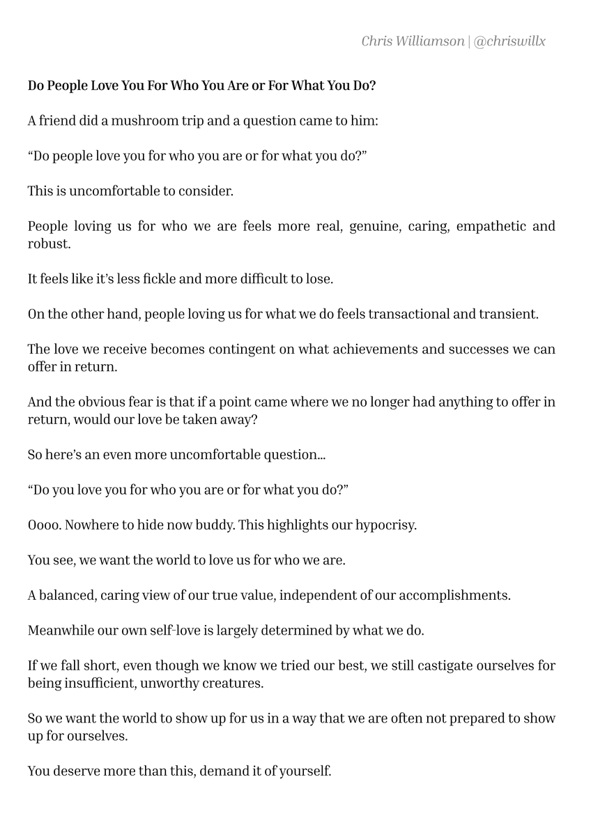 ChrisWillx's tweet photo. Do people love you for who you are or for what you do? https://t.co/U99jD6daH1