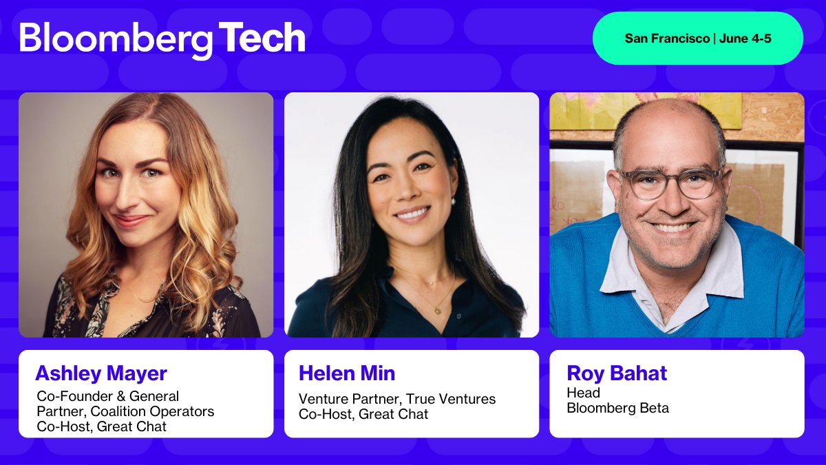 Bloomberg Live (@bloomberglive) on Twitter photo How can we make the most of our communications? At #BloombergTech, <a href="/roybahat/">Roy E. Bahat</a> sits down with <a href="/greatchatpod/">Great Chat</a> hosts <a href="/ashleymayer/">Ashley Mayer</a> and <a href="/helen_min/">Helen Min</a> to unpack how real decisions in tech often start in a group chat. Join us in San Francisco, June 4-5th. bloom.bg/3OATr5R How can we make the most of our communications? At #BloombergTech, <a href="/roybahat/">Roy E. Bahat</a> sits down with <a href="/greatchatpod/">Great Chat</a> hosts <a href="/ashleymayer/">Ashley Mayer</a> and <a href="/helen_min/">Helen Min</a> to unpack how real decisions in tech often start in a group chat. Join us in San Francisco, June 4-5th. bloom.bg/3OATr5R