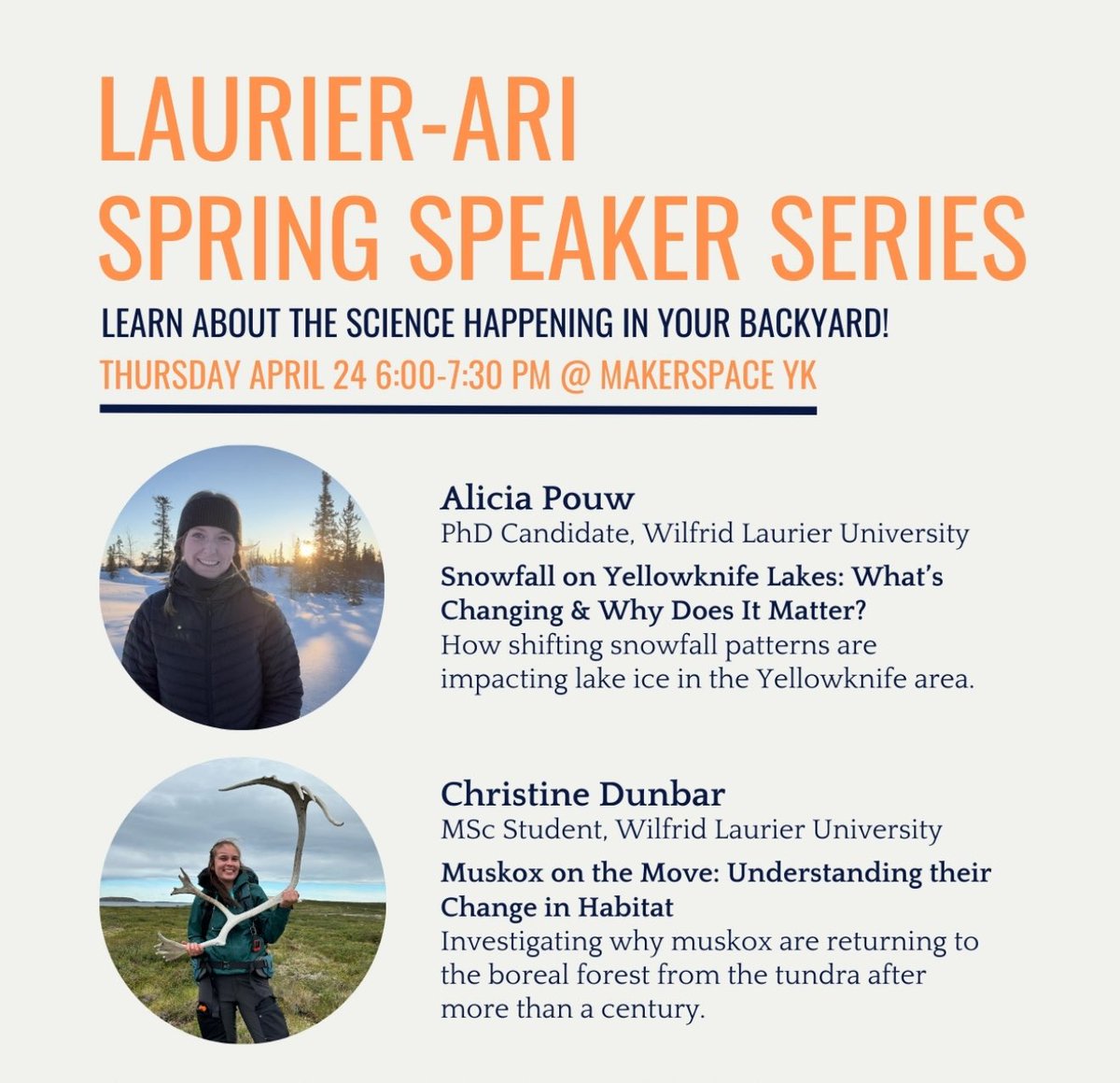 Although the ☀️is shining bright and the snow is nearly gone here in Yellowknife, NT let's recap the winter season! ❄️ 

Come learn about recent changes to Yellowknife snowfall and how it's affecting Lake Ice this Thursday April 24th! 🧊