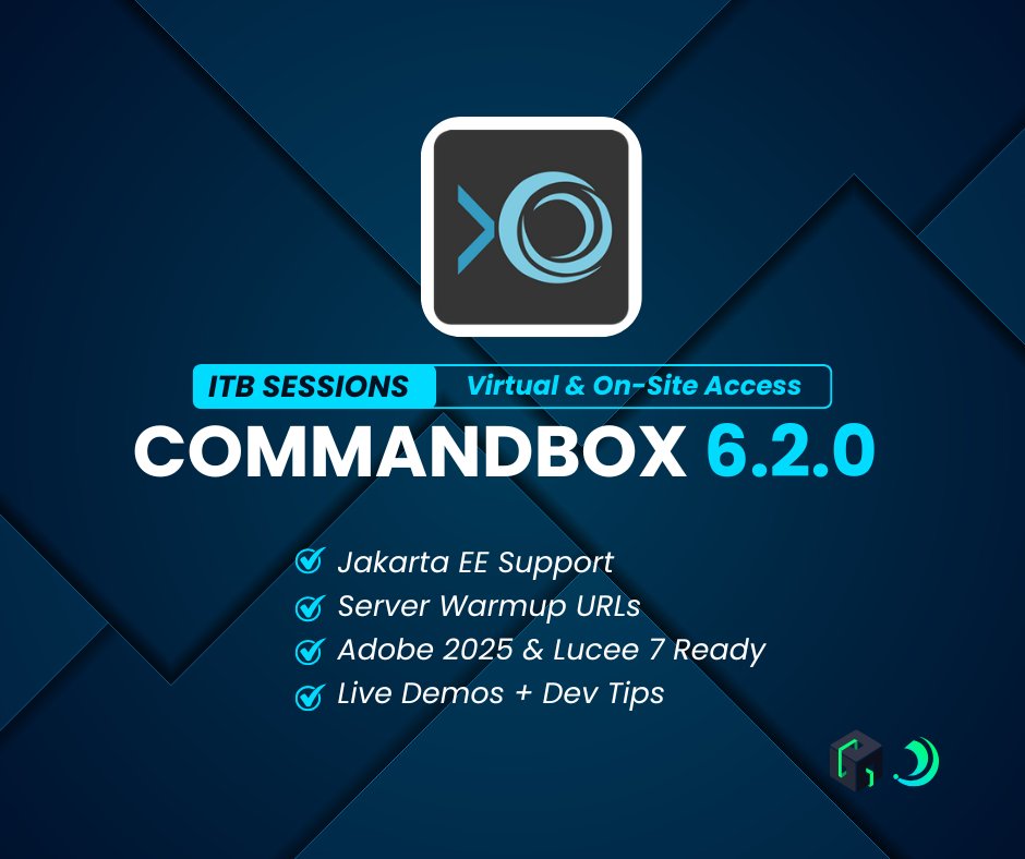 ortussolutions's tweet image. 🚨 Supercharge Your CLI Workflow with CommandBox 6.2.0 at Into the Box 2025! Learn more about #CommandBox 6.2 and our ITB Sessions at: ortussolutions.com/blog/must-see-…
Just 1 week left for ITB 2025, with CommandBox 6.2.0, your CLI is faster, smarter, and more powerful than ever. Into the…