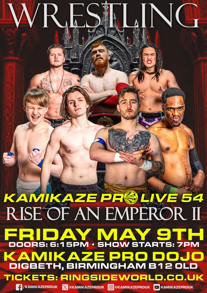 Kamikaze Pro (@kamikazeprouk) on Twitter photo Kamikaze Pro Live 54: Rise Of An Emepror II on Friday May 9th at the Kamikaze Pro Dojo in Birmingham
Featuring: <a href="/zac_walker_pw/">Zac Walker</a>, <a href="/AlexDeanpw/">Alex Dean</a>, <a href="/NateReillyPW/">Nate Reilly</a>, <a href="/JayCeeWrestler/">Josh (Jay Cee)</a>, <a href="/EdgarAdamsPW/">Edgar Adams</a>, Son Vu Ho, Rey Connor & More
Tickets:
ringsideworld.co.uk/events.php?id=โฆ Kamikaze Pro Live 54: Rise Of An Emepror II on Friday May 9th at the Kamikaze Pro Dojo in Birmingham
Featuring: <a href="/zac_walker_pw/">Zac Walker</a>, <a href="/AlexDeanpw/">Alex Dean</a>, <a href="/NateReillyPW/">Nate Reilly</a>, <a href="/JayCeeWrestler/">Josh (Jay Cee)</a>, <a href="/EdgarAdamsPW/">Edgar Adams</a>, Son Vu Ho, Rey Connor & More
Tickets:
ringsideworld.co.uk/events.php?id=โฆ