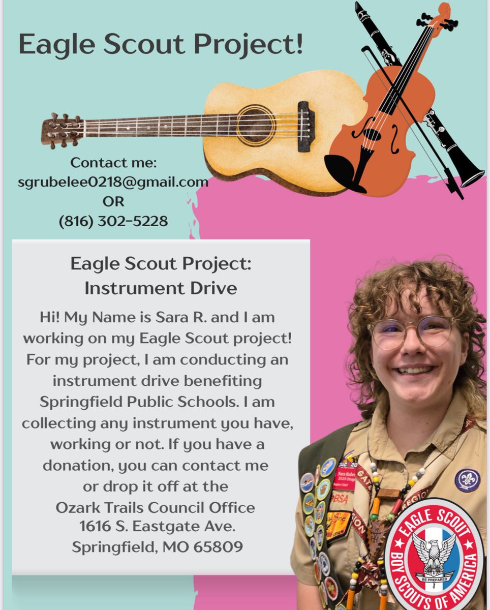 πππ€π€πππ ππππππ£ (@mrs_jwagner) on Twitter photo Local Eagle Scout Sara R is hosting an instrument drive for <a href="/officialSPS/">Springfield Public Schools</a> students. Please consider sharing this information to help spread the word. Local Eagle Scout Sara R is hosting an instrument drive for <a href="/officialSPS/">Springfield Public Schools</a> students. Please consider sharing this information to help spread the word.
