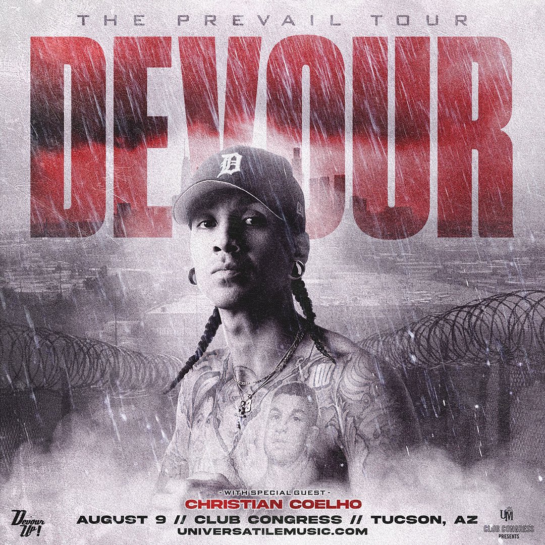 Universatile's tweet image. TUCSON 🔥 Devour pulls up 8/9 at Club Congress on ‘The Prevail Tour’ w/ Christian Coelho 🔥 Tickets On-Sale Friday at 10am! #Devour #ClubCongress

link.dice.fm/Hda74fcf0408