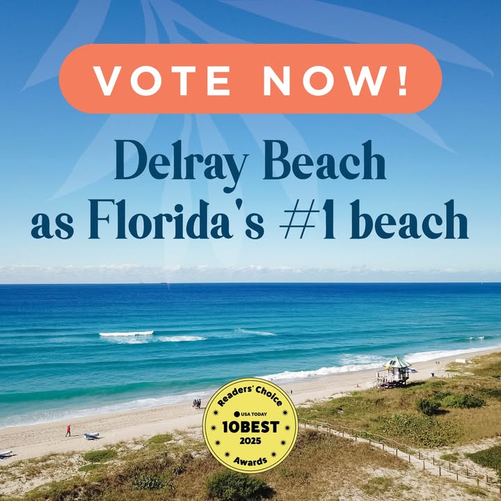 🏖️🏆 Help Delray Beach defend its title! We've been nominated (again!) for Best Beach in Florida in <a href="/USATODAY/">USA TODAY</a>’s 10Best Awards 🌴

✅ No sign-up needed
📱 Vote DAILY on every device
🗳️ Now thru May 19 

🔗 Vote here: 10best.usatoday.com/awards/delray-…

#VoteDelray #DelrayBeach #lovedelray