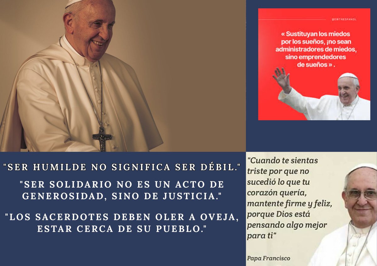 En tiempos difíciles, sus palabras siguen iluminando el camino:
“La esperanza nos da alas para avanzar”,
“El que ama encuentra soluciones”,
“Sean emprendedores de sueños”.
Gracias, Papa Francisco, por recordarnos que la fe, el amor y la justicia van de la mano.
#PapaFrancisco