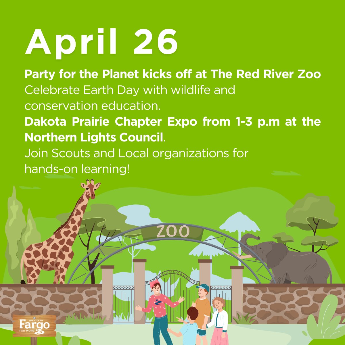 (1/2) Happy Earth Week, Fargo! Swipe through to see what’s happening in #Fargo from April 21–29. 🌍
From arts and crafts at the <a href="/fargolibrary/">Fargo Public Library</a> to the recyling drive on your local <a href="/MATBUS/">MATBUS</a> route, to educational sessions at the <a href="/RedRiverZoo/">Red River Zoo</a> there are plenty of ways to get involved.