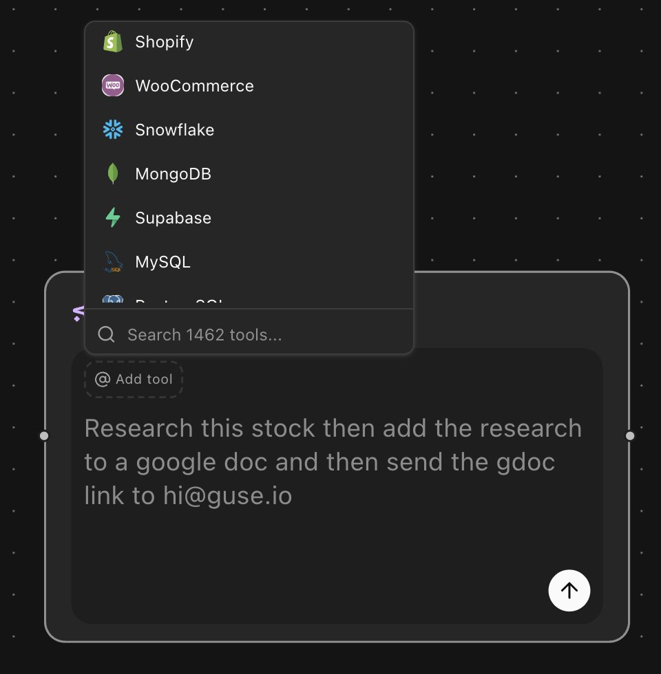 gusework's tweet image. we now support 2600+ triggers and 1460+ tools!