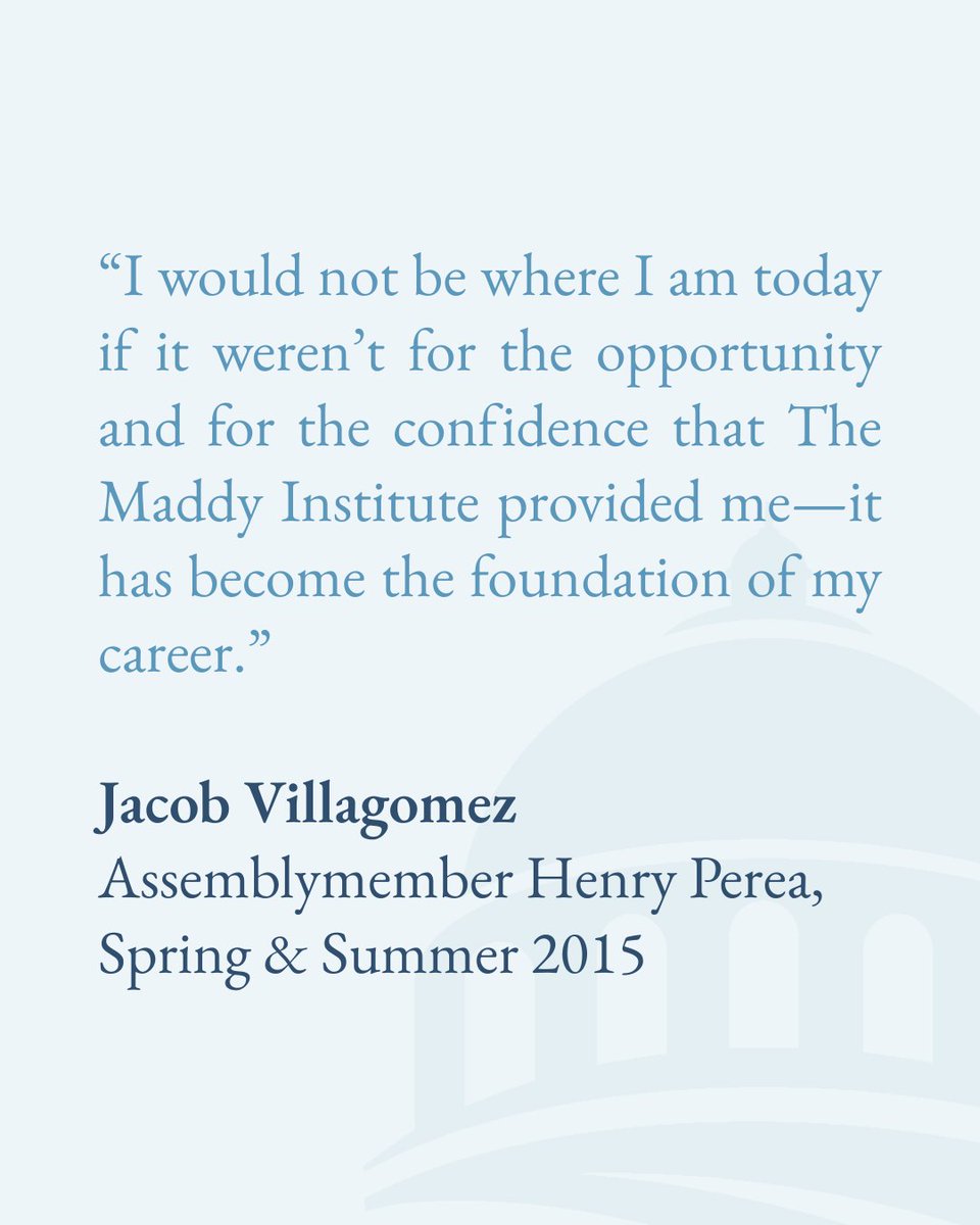 The Maddy Institute (@maddyinstitute) on Twitter photo Alumni Spotlight: Meet Jacob Villagomez he serves as the Director of Governmental Affairs for <a href="/CaCitrusMutual/">California Citrus Mutual</a>! Jacob is a proud graduate of <a href="/Fresno_State/">Fresno State</a> and he completed his internships with <a href="/HenryTPerea/">Henry T. Perea</a> in Spring & Summer of 2015. Alumni Spotlight: Meet Jacob Villagomez he serves as the Director of Governmental Affairs for <a href="/CaCitrusMutual/">California Citrus Mutual</a>! Jacob is a proud graduate of <a href="/Fresno_State/">Fresno State</a> and he completed his internships with <a href="/HenryTPerea/">Henry T. Perea</a> in Spring & Summer of 2015.