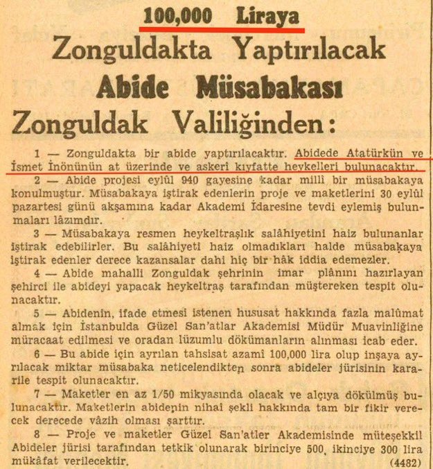 🗓️02.05.1940
Erzincan
  -Depremde 15.300 kişi öldü
  -Yıkılan yol, okul ve hastaneleri yapmaya para yok
  -Belediye, memur maaşlarını ödeyemeyecek halde
  -Şehre, 347.380 lira borç gerekli

🗓️31.05.1940
Zonguldak
100.000 liraya AdıTürk ve İsmet heykeli yapılacak