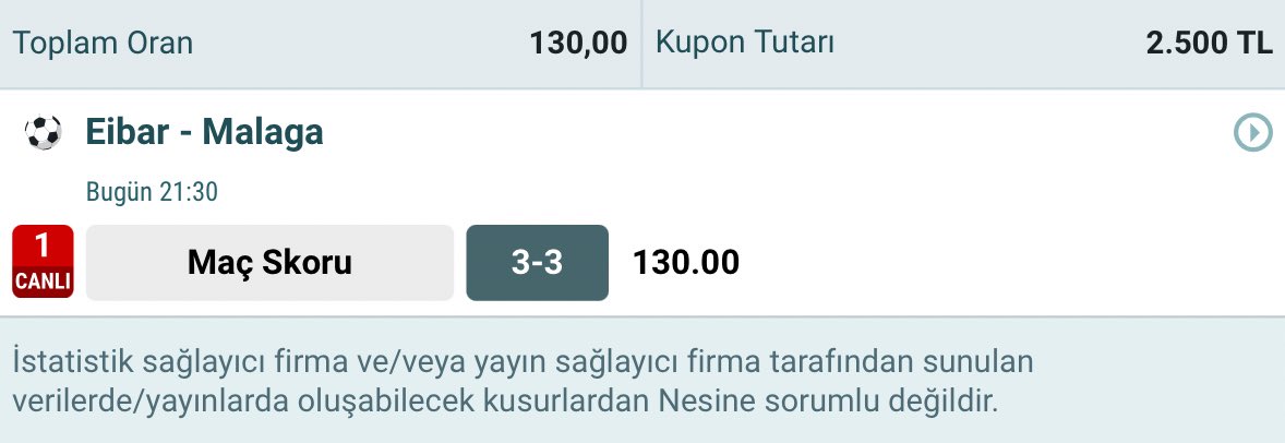 130 oran | 3-3 Skor Denemesi〽️