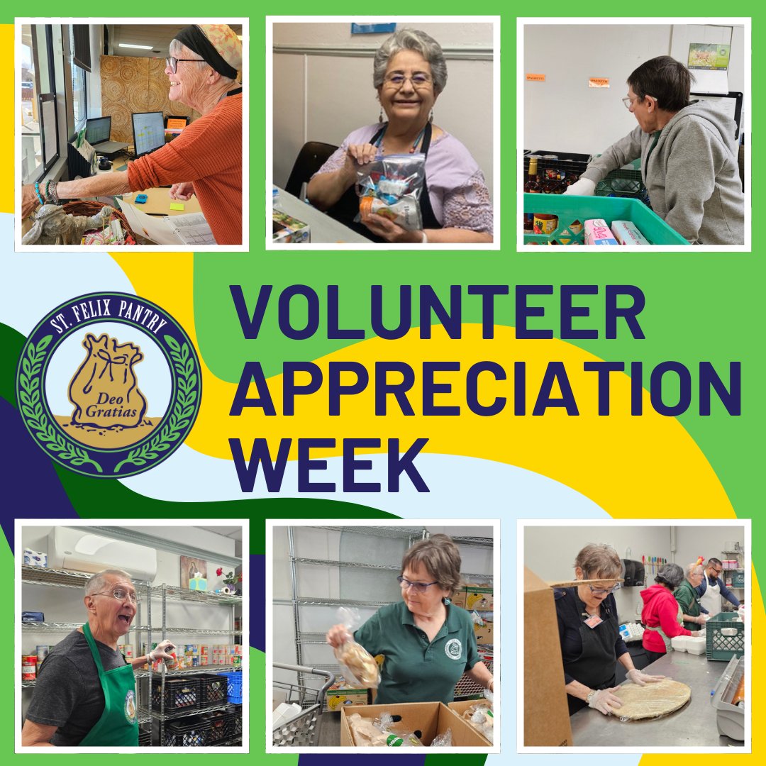 StFelixPantry's tweet image. Without our incredible volunteers, St. Felix Pantry would not be able to do all that we do. This #VolunteerAppreciationWeek we want to highlight the important work they do to #HelpFightHunger in our community!
#Volunteer #FoodPantry #ThankYou #RioRancho #NewMexico #Albuquerque