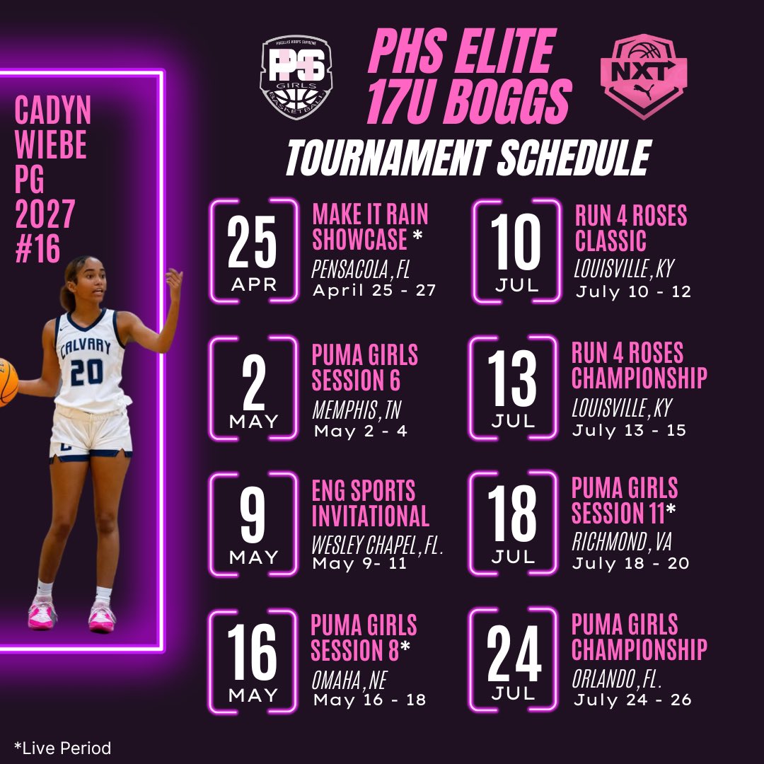 My AAU schedule for this summer <a href="/PHSGirlsBBall1/">Pinellas Hoop Supreme Girls Basketball NXT</a> <a href="/B_Boggs13/">Coach B</a>