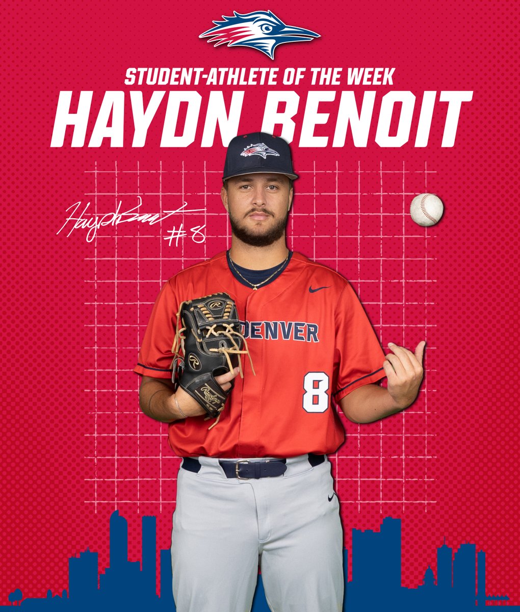 MSU Denver Athletics (@msudenversports) on Twitter photo Okay Roadrunners, it's finally time to announce the Student-Athlete of the Week! π€©
And the winner is...π₯
It's <a href="/MSUDenverBSB/">MSU Denver Baseball</a>'s Haydn Benoit!
Well done on a great outing this weekend, Haydn! π
#GetRowdyπ΄π΅ Okay Roadrunners, it's finally time to announce the Student-Athlete of the Week! π€©
And the winner is...π₯
It's <a href="/MSUDenverBSB/">MSU Denver Baseball</a>'s Haydn Benoit!
Well done on a great outing this weekend, Haydn! π
#GetRowdyπ΄π΅