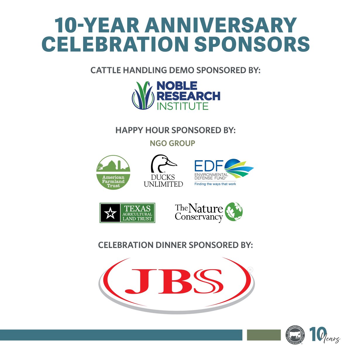 Thank you to all our sponsors of the 2025 USRSB General Assembly Meeting! As we celebrate 10 years of USRSB, we are grateful for the collaboration and support from our industry partners — all who play a vital role in continuous improvement for the beef industry.

#USRSBGA25