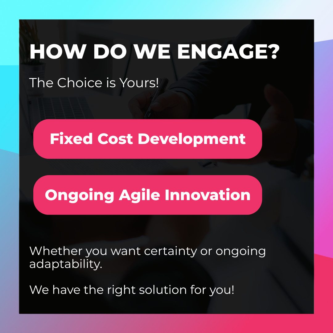 Your Project, Your Way 💡

Do you need continuous innovation of your software?
Or are you just sick of budget blowouts?

Whether you prefer predictability or innovation, we’ve got the right model to fit your project!

🔗 Discover more about how we engage: 4mation.com.au/how-we-engage/