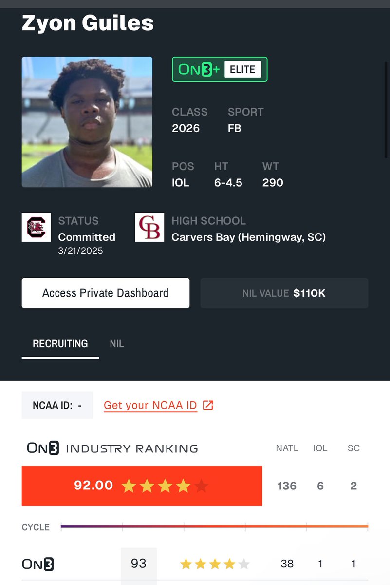 Extremely blessed to be ranked the number 1 IOL in the nation!! Thank you to entire On3 Industry and The great man Above