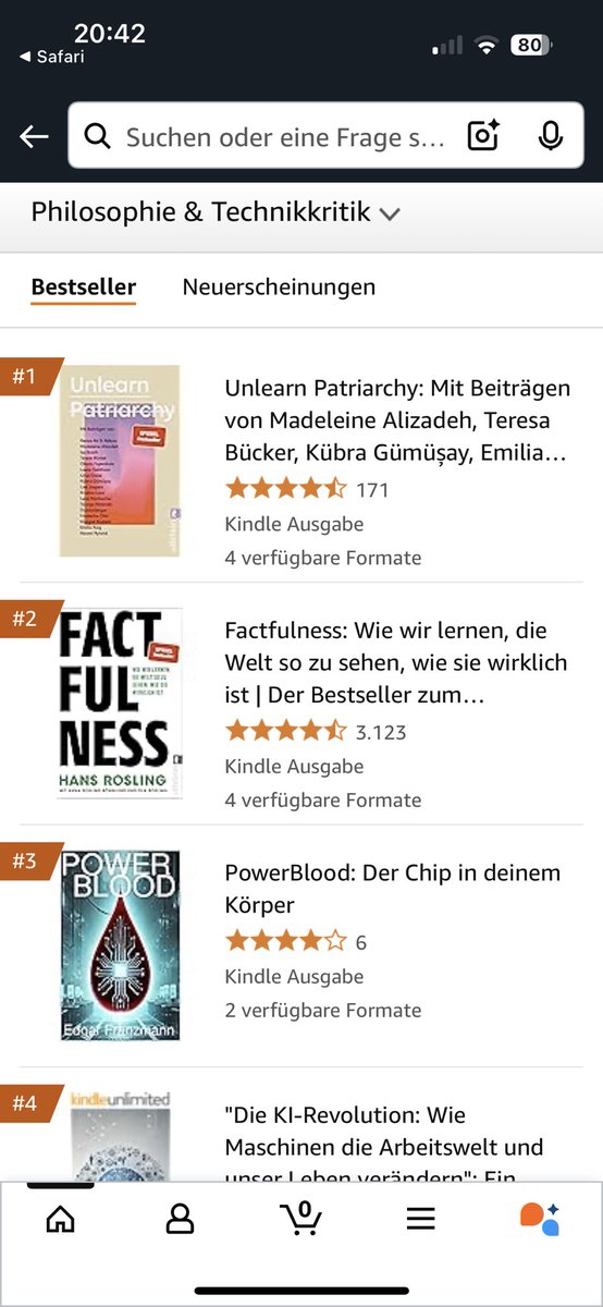 Mein Thriller „PowerBlood“ auf Platz 3 der Kindle-Bestsellerliste „Philosophie &amp;!Technikkritik“. Lesen lohnt sich! Bei amazon für 4,99 € kaufen! Mit eurer Hilfe auf Platz 1 - das wäre großartig.