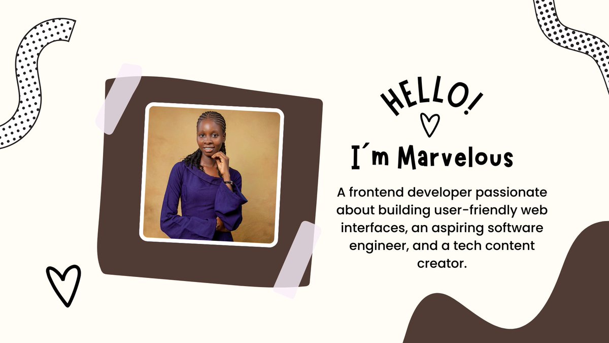 RoseMarvelous4's tweet image. Introduction time!!
It's day 21 with @adeife_adeoye and this is me
#30dayswithadeife #techgirl #FrontendDeveloper2025 #SoftwareEngineer