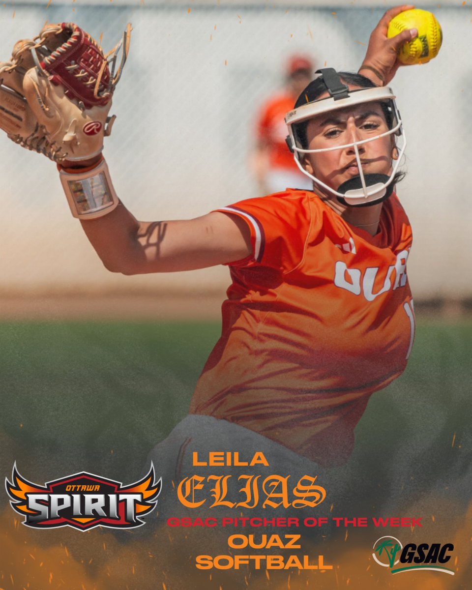Congratulations to <a href="/OUAZSoftball/">OUAZ Softball</a> Pitcher Leila Elias and Outfielder Mia Casadei on Earning <a href="/gsacsports/">GSAC</a> Pitcher and Player of the Week Honors!

#WeAreOUAZ
