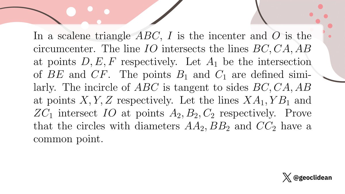 geoclidean's tweet photo. Hard geo finale with the cursed line
#Geometry #Incenter #Circumcircle #Incircle https://t.co/mqQwHPp7th