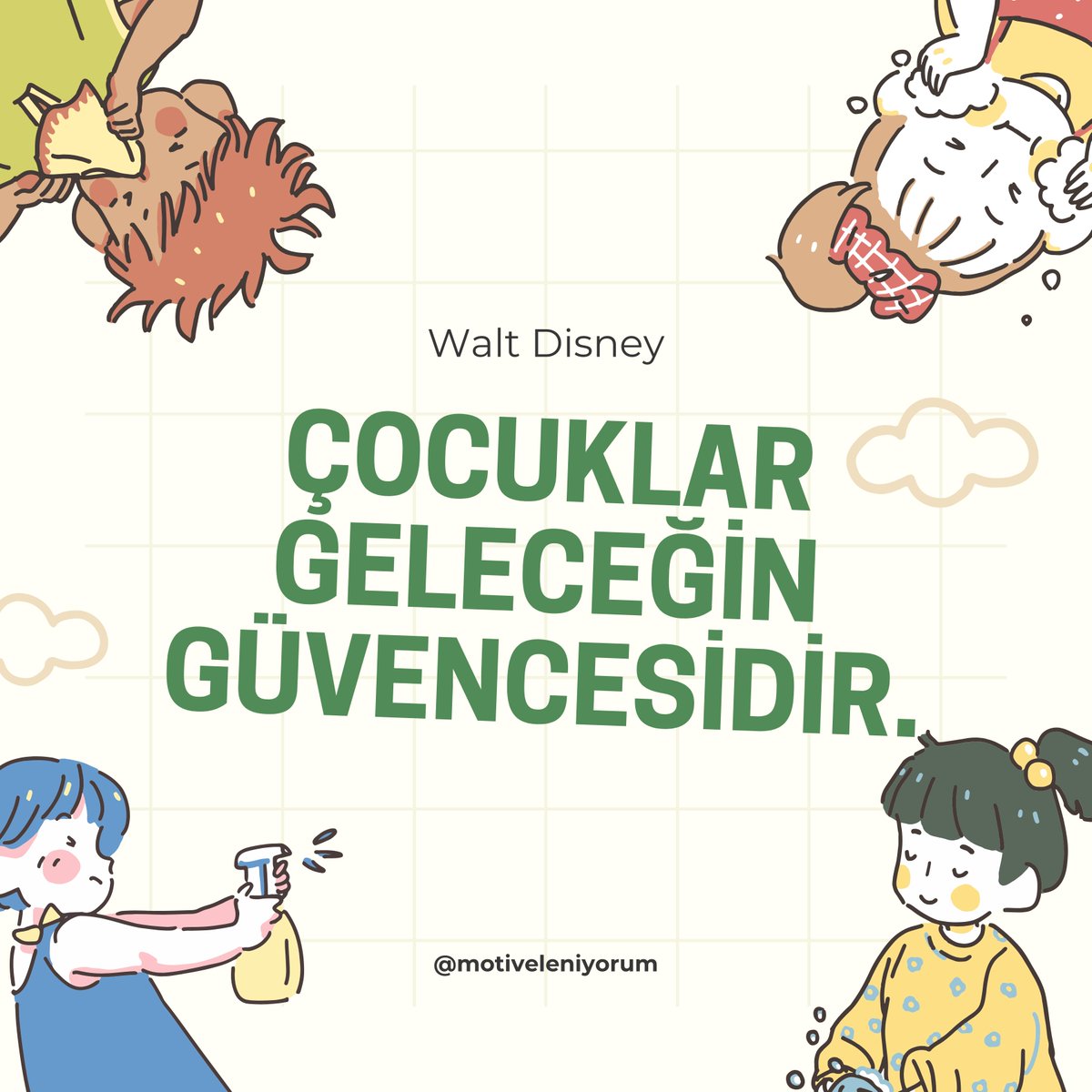 "Çocuklar geleceğin güvencesidir." — Walt Disney 🎈 

Bugün çocuklara ne öğretmek istersin? #Motivasyon #23Nisan #ÇocukBayramı