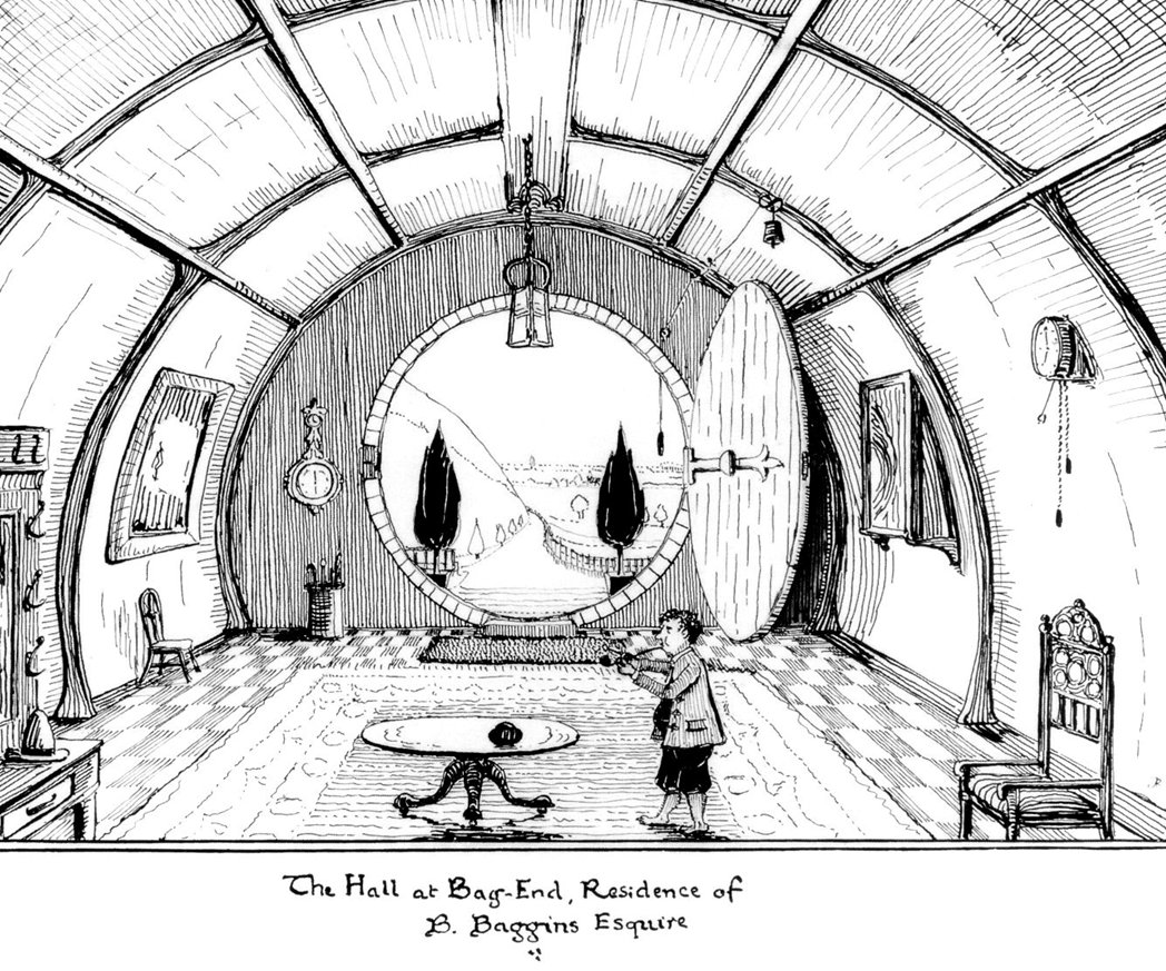 Art by J.R.R. Tolkien (Yes, Bilbo is done in Tolkien's likeness) 