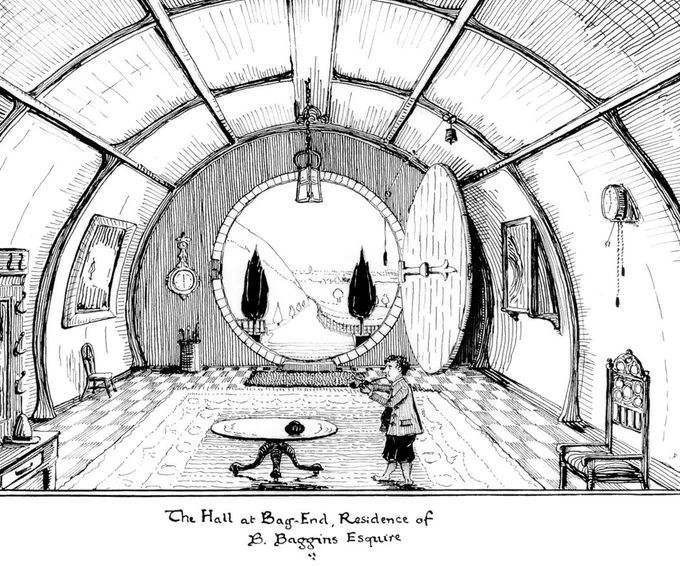 Art by J.R.R. Tolkien (Yes, Bilbo is done in Tolkien's likeness) 