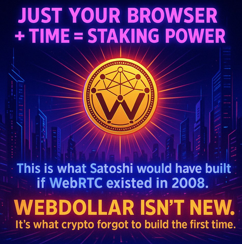 webdollarfans's tweet photo. This is what Satoshi would have built if WebRTC existed in 2008

#WebDollar #POS #Crypto #CryptoScarcity #Deflationary #DeflationCoin #Innovation  #Fintech #Defi #news #forex #investors  #NFTs #Binance #Bitcoin #Coinbase @kevinolearytv @elonmusk  @LoganPaul @realDonaldTrump #ETH https://t.co/RFr4aldMA9