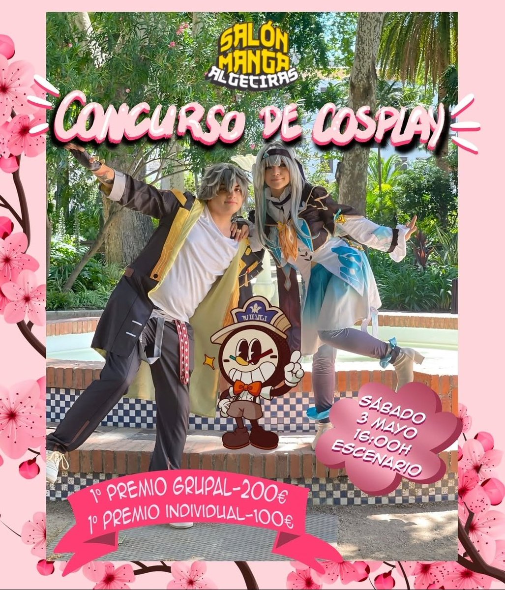 🌸¿Estás preparado para lucir tu súper cosplay?🌸

El sábado 3 de mayo a las 16:00 h te esperamos en el escenario principal 🧛🏻🧝🏻‍♂️🧝🏽‍♀️

🏆 1° premio grupal: 200€
🥇 1° premio individual: 100€

¡¡Las inscripciones estan abiertas!!🌸
docs.google.com/forms/d/e/1FAI…

#salonmangaalgeciras2025