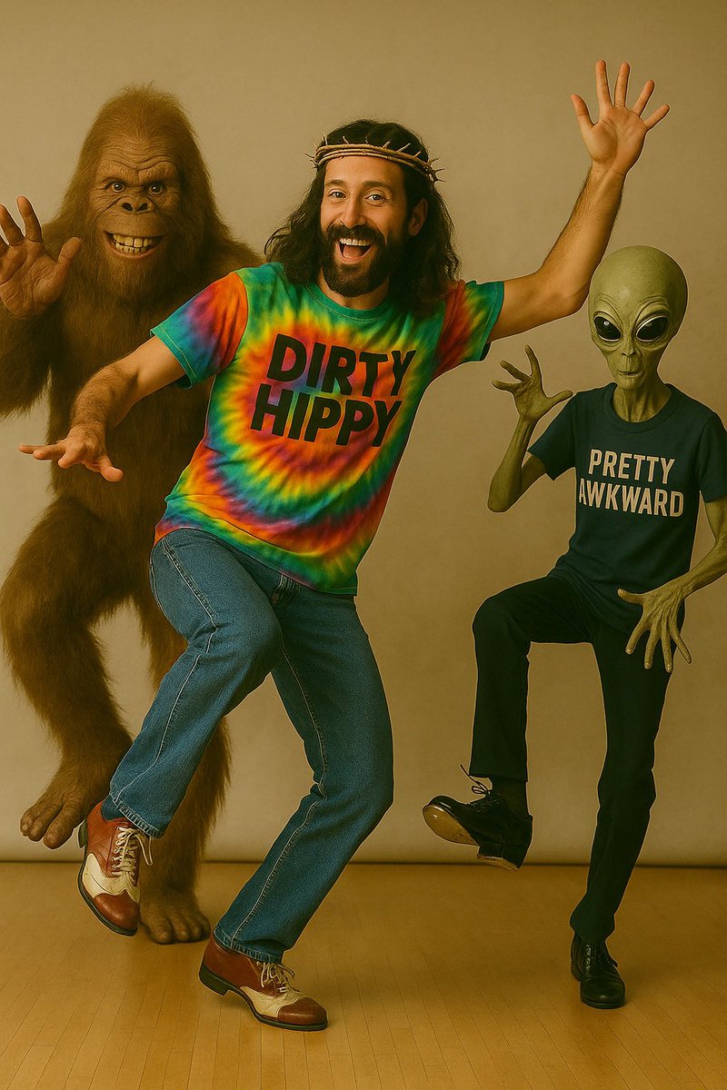 The Dirty Hippy Rescue turned into a full-blown audition for So You Think You Can Get High and Groove.
Jesus busted out jazz hands.
Bigfoot hit the gritty.
Alien nailed the moonwalk… telepathically.
Meanwhile, we’re still tied up in bunnyland.
🕺👽🦍✝️🎶

DIRTY HIPPY - OUT NOW!!