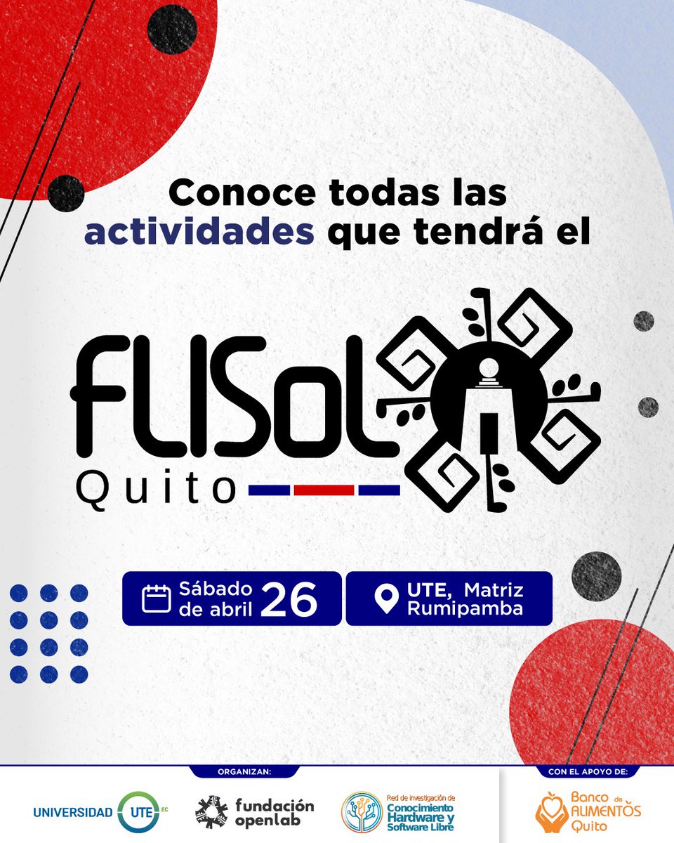 OpenlabEc's tweet image. 💻 ¿Te interesa la Inteligencia Artificial y el Software Libre?

#FLISOLQuito2025 en la @UTEoficial  este sábado 26 de abril.

Tendremos 3 salas con charlas, talleres y demos:
1⃣ IA con LLMs open source
2⃣ Infraestructura libre (Kubernetes, PostgreSQL, OpenTofu)
3⃣ Privacidad,…