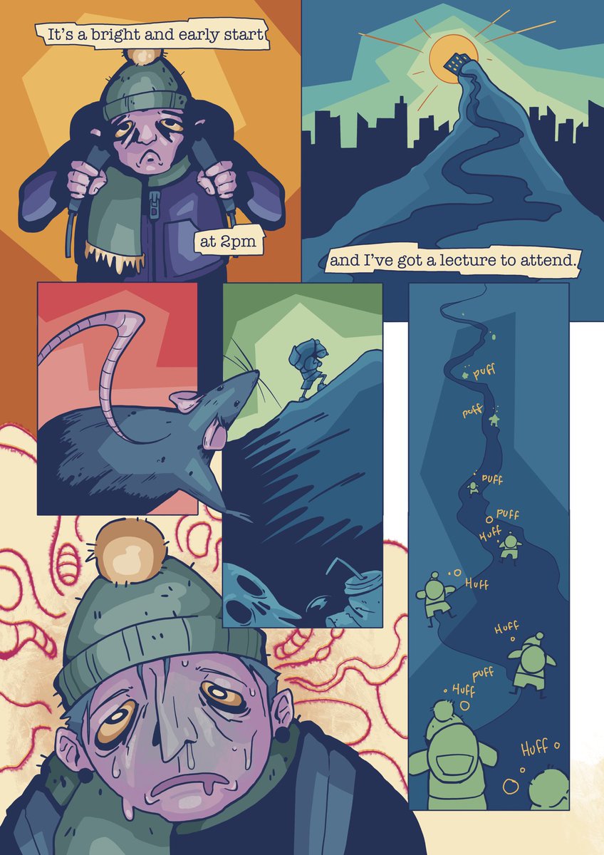 goonglab's tweet image. comic about me hating walking to uni. And then I submitted it to my course leader cuz they should know my struggles #ComicArt