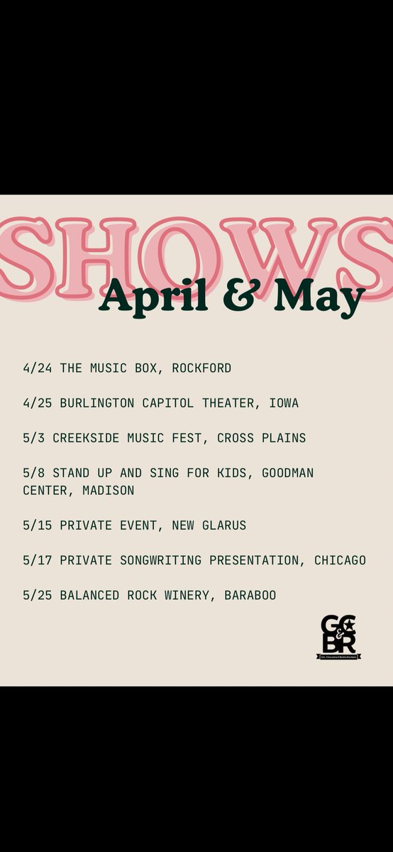Shows in April and May