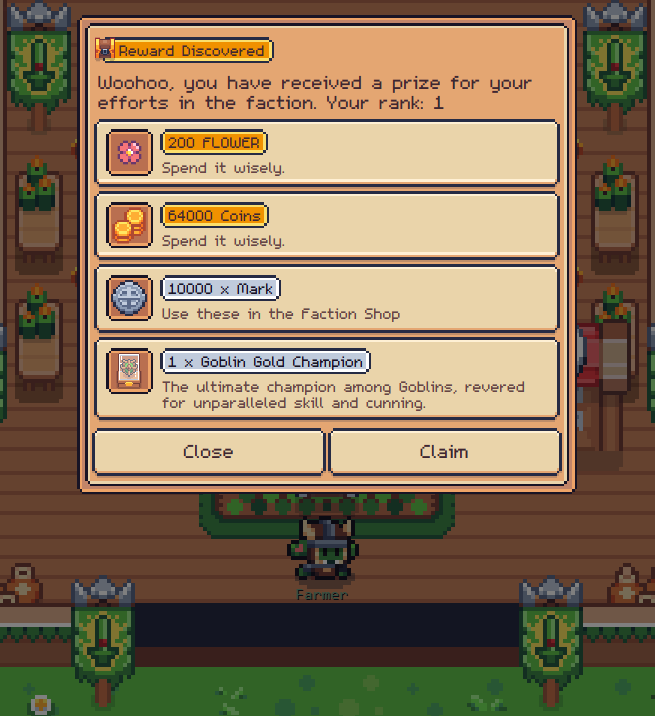 WarlordFarmer's tweet image. Rank 1 of faction Goblins this week 🏆
Keep pushing 🧑‍🌾🌻
A very productive day...  at @0xSunflowerLand 
#Goblins #Factions #Polygon #Ronin #Base