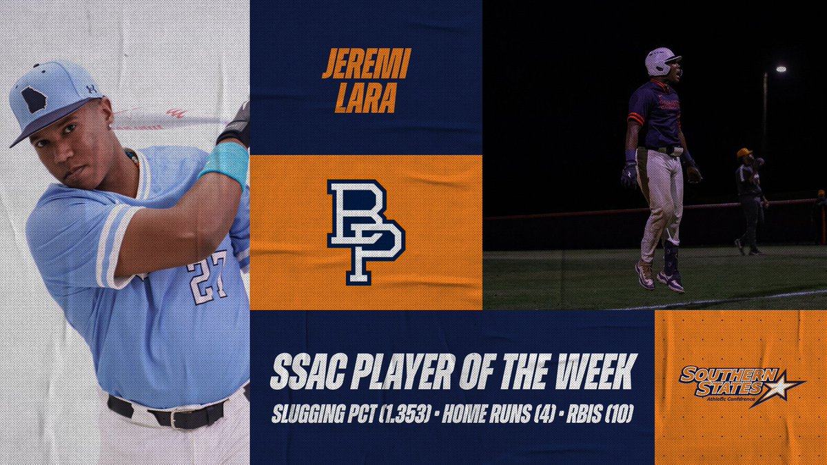 Big Shoutout to <a href="/bpc_baseball/">BPC Baseball</a> very own Jeremi Lara on being named SSAC Player of the Week after a big time performance in their previous weekend series against UT Southern!