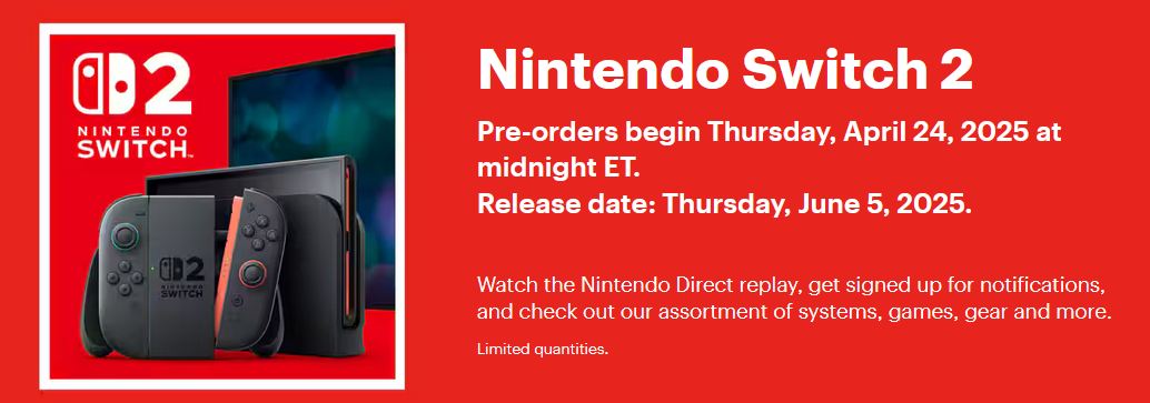 videogamedeals's tweet photo. Switch 2 Listings. Pre-Orders Start the 24th. 

Target: 12AM ET. https://t.co/i0BfWfXj2R
Walmart: 12AM ET. https://t.co/XZQz1ygewd
Best Buy: 12 AM ET https://t.co/DYyNM42SL1
GameStop:  When Store Opens and at 11 AM ET Online. https://t.co/389fOry7Oq https://t.co/S3cXhSfhWn