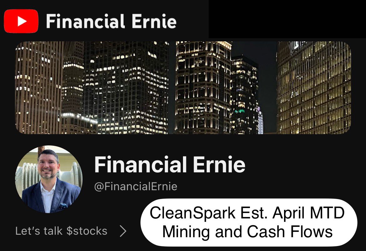 $CLSK
Join me as we dive into <a href="/CleanSpark_Inc/">CleanSpark Inc.</a>’s Estimated April MTD Mining ⛏️🪙 🧾⚡️ 
We’re talking mining metrics, cash flow insights, and how the global hashrate is shaking things up 🌍💥 Don’t miss it! #Bitcoin #CleanSpark #MiningUpdate
🎥🎬👇
youtu.be/DsUDZ2K1h6c
