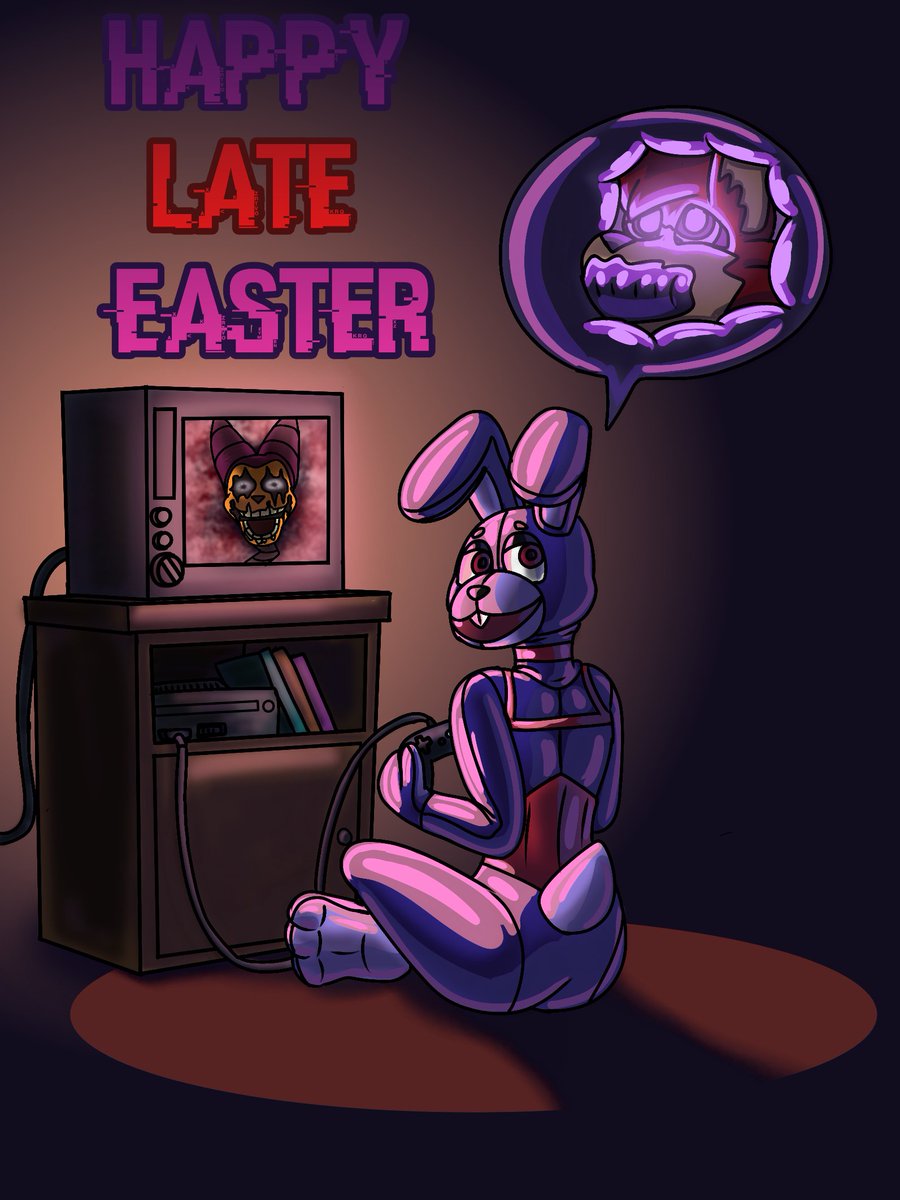 HAPPY (late) EASTER!

with a rubberized bonnie character totally depicted as 18+ fan suit for adults with our guest trapped in one~

<a href="/RedstoneCo2/">RedstoneCo</a>

Fnaf bonnie/toy bonnie belong to Scott cawthon.