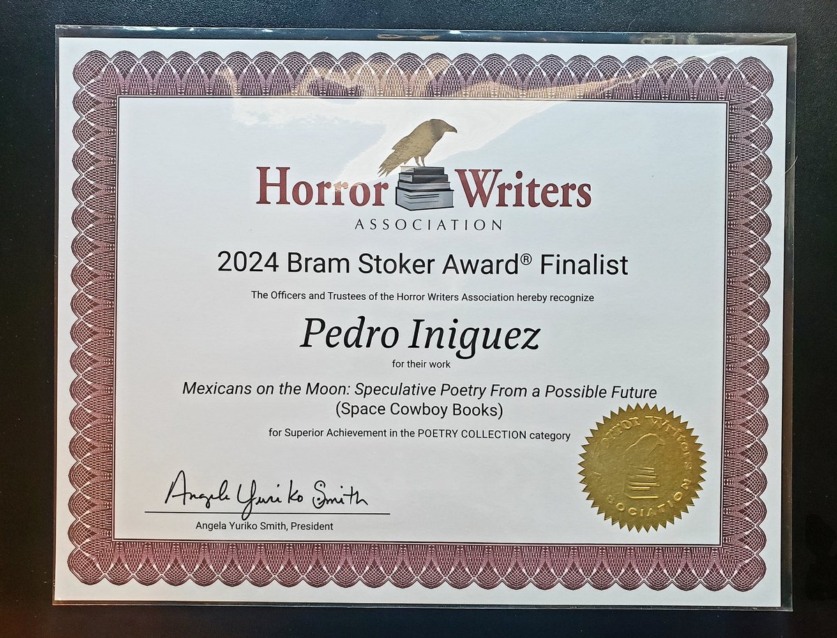 Pedro Iniguez (@pedro__iniguez) on Twitter photo I never even imagined being named a Bram Stoker Award finalist. This is definitely one of the proudest achievements of my life. Thank you to the <a href="/HorrorWriters/">Horror Writers Assoc</a> <a href="/space_books/">Space Cowboy Books</a> & to everyone who has read, supported, or voted for this book; it came from the heart. Love you all! I never even imagined being named a Bram Stoker Award finalist. This is definitely one of the proudest achievements of my life. Thank you to the <a href="/HorrorWriters/">Horror Writers Assoc</a> <a href="/space_books/">Space Cowboy Books</a> & to everyone who has read, supported, or voted for this book; it came from the heart. Love you all!