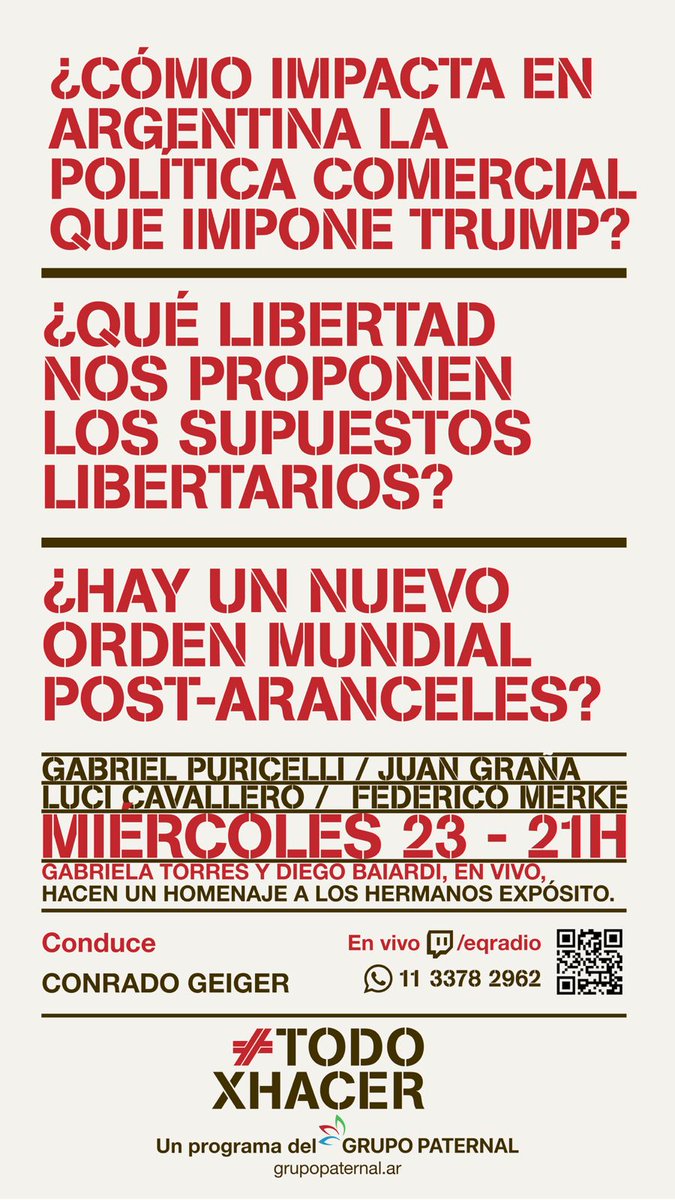 Sumate al streaming progresista del #GrupoPaternal. 
Miércoles 23, desde las 21hs. por el canal de m.twitch.tv de <a href="/EQRadioNet/">EQRadio</a> 
Con <a href="/SoyPuri/">Puri ⭐⭐⭐</a> <a href="/JuanMGrana/">Juan M. Graña 🧡💚</a> <a href="/lucicava86/">Luci Cavallero</a> <a href="/holasolprieto/">Sol Prieto</a>  <a href="/rachelsanmartin/">Raquel San Martín</a> y Conrado Geiger.
Nos vemos y escuchamos.
#Todoporhacer