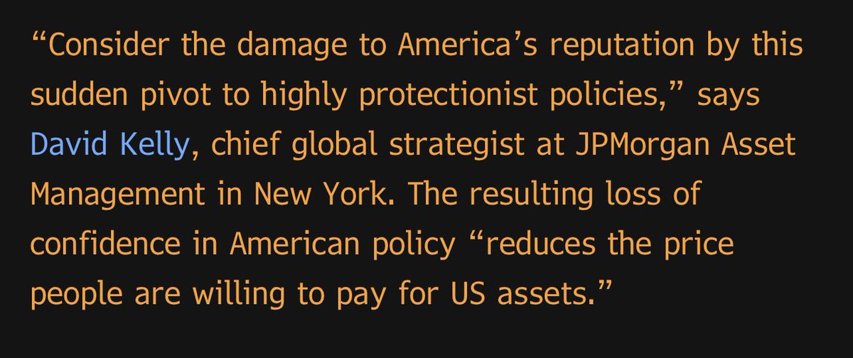 JPMorgan Asset Management, which is historically very careful to not make inflammatory political comments, comes out very overtly against the current set of policies being pursued by this administration.