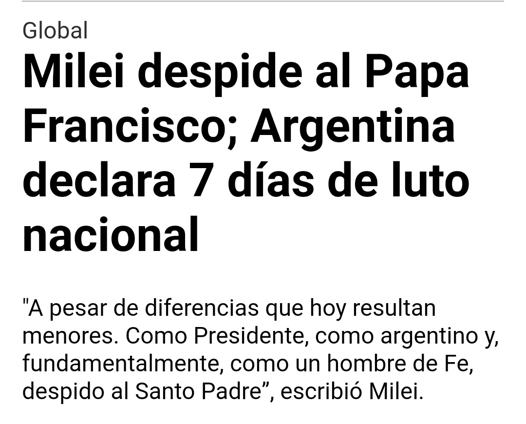 VISO_AL (@viso_al) on Twitter photo Algunas "opiniones" de Milei mientras el papa Francisco vivía:
"Dedicado a vos <a href="/Pontifex_es/">Papa León XIV</a> zurdo hijo de puta que andás pregonando el comunismo por el mundo. Sos el representante del maligno en la casa de DIOS. ¡VIVA LA LIBERTAD CARAJO!”.
"Asno, burro, ignorante, nefasto, Algunas "opiniones" de Milei mientras el papa Francisco vivía:
"Dedicado a vos <a href="/Pontifex_es/">Papa León XIV</a> zurdo hijo de puta que andás pregonando el comunismo por el mundo. Sos el representante del maligno en la casa de DIOS. ¡VIVA LA LIBERTAD CARAJO!”.
"Asno, burro, ignorante, nefasto,