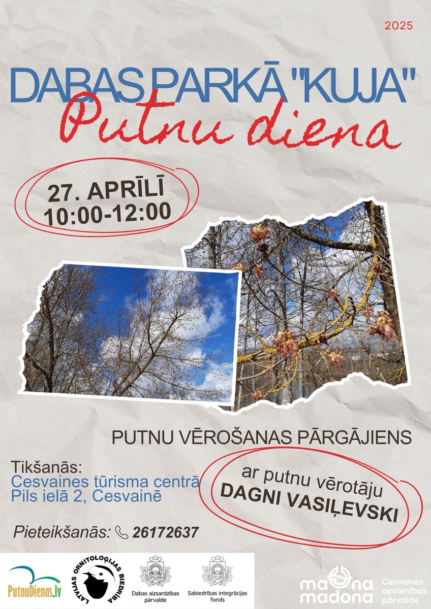 🔭Aprīļa izskaņā iespēja doties putnu vērošanas pārgājienā Cesvaines pusē! #putnudienas2025